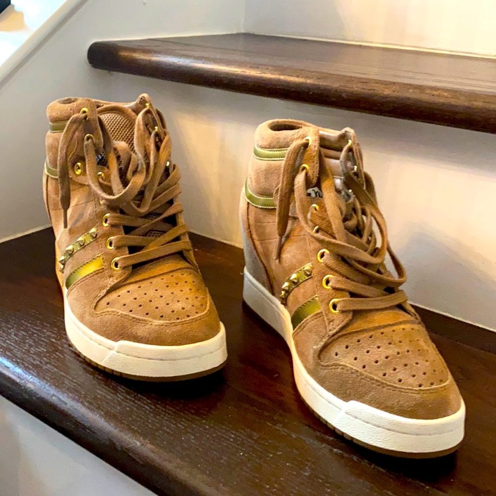 Ash tan wedge sneakers.  Size 39.